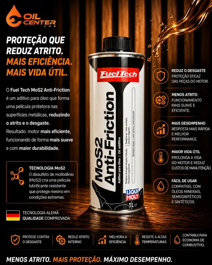 Fuel Tech MoS2 Anti-Friction - aditivo para óleo com tecnologia MoS2